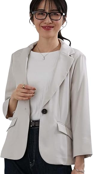 Amazon | [ニッセン] テーラード ジャケット 7分袖 洗える UVカット
